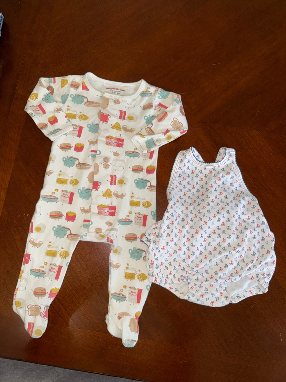 Kissy Kissy White Footed One-Piece with Teal, Pink and Yellow Prints